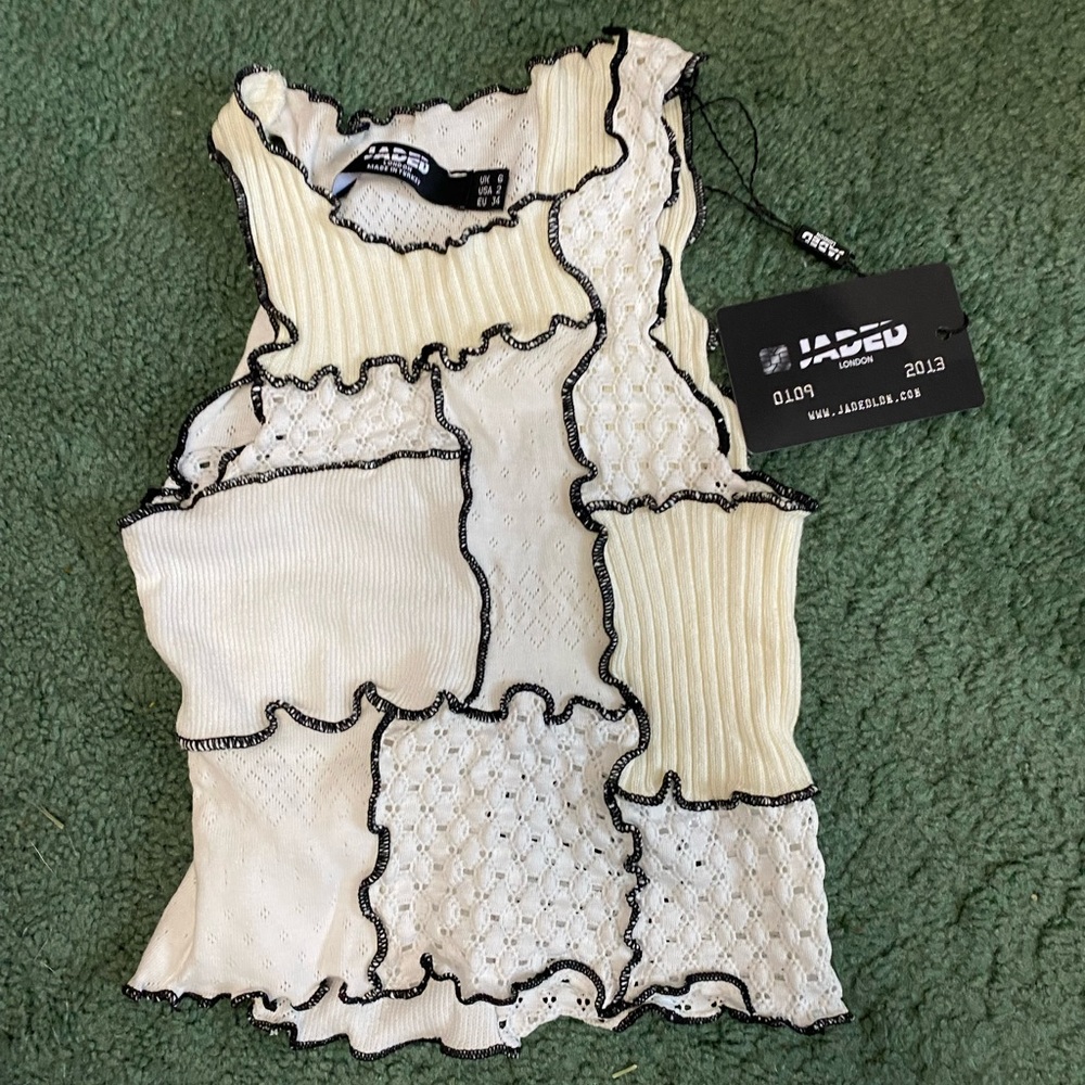 Trendy Edgy Jaded London Patchwork Top! Unworn! New with tag unattached!!